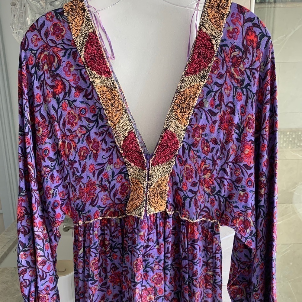 ZARA LILAC LONG PRINT DRESS - Picture 4 of 13